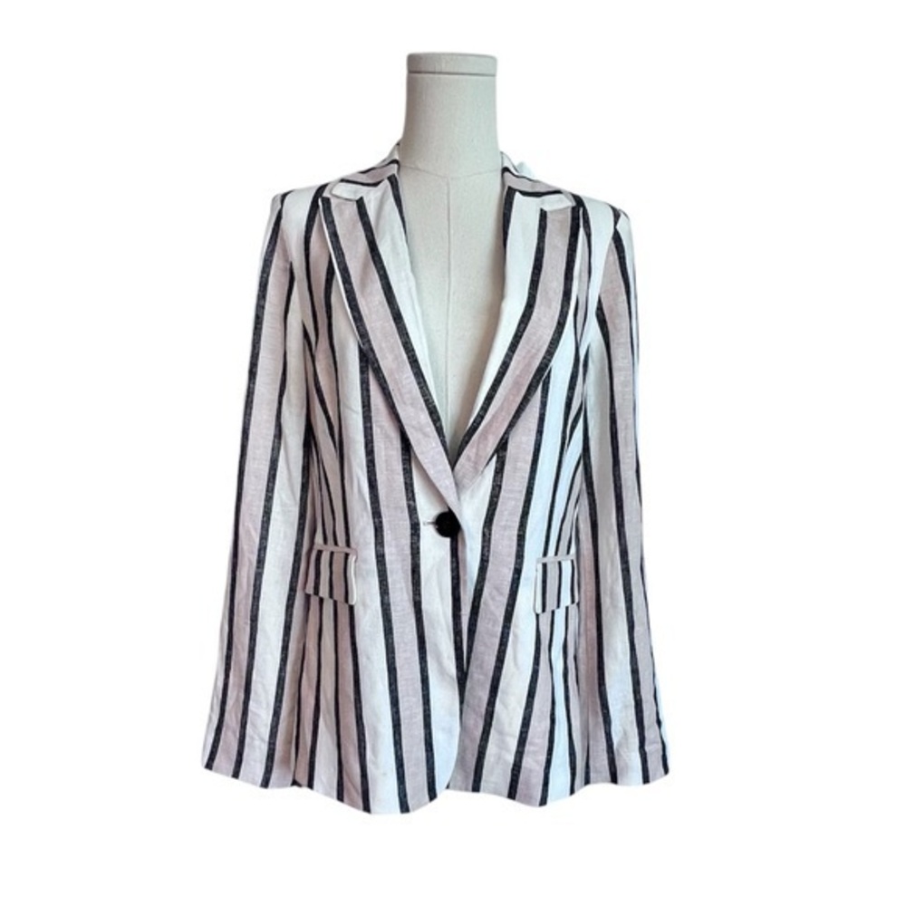 A Loves A Linen Rayon Blend Striped‎ Single Button Women’s Blazer Size Med, NWT